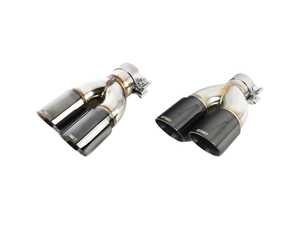 Turner Motorsport Double Wall Slash Cut Exhaust Tips - 2.75 Inlet - 3.5 OD - Stepped Left And Stepped Right- Titanium Black Chrome