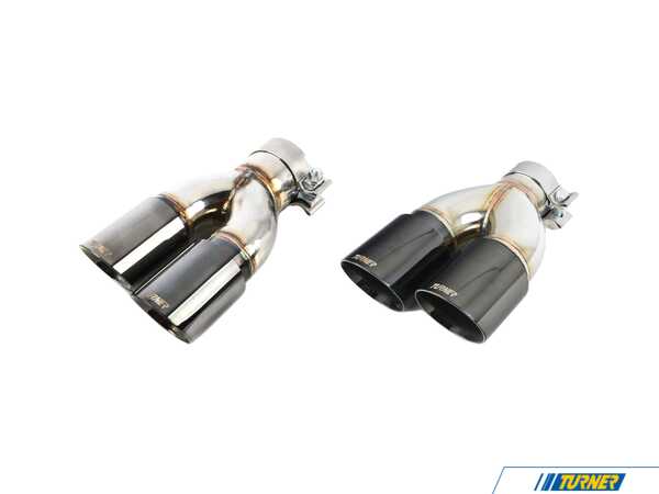 Packaged by Turner Turner Motorsport Double Wall Slash Cut Exhaust Tips - 2.75 Inlet - 3.5 OD - Stepped Left And Stepped Right- Titanium Black Chrome 026732TMS03KTKT2