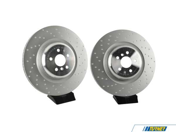 Packaged by Turner Genuine BMW Rear Brake Rotors - Ventilated With Punched Holes - Left and Right - G14, G15, G16, G05, G06 34206896221/2KT2
