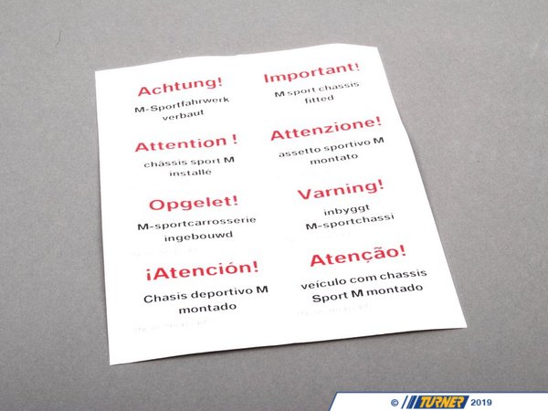 Genuine BMW Genuine BMW Stickers M Sports Suspension - 01290413405 01290413405
