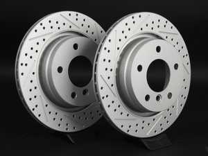 Rear Cross Drilled & Slotted Brake Rotors - Pair (294x19)