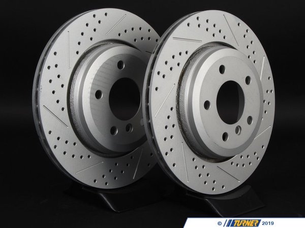 ECS BMW E46 Rear Cross Drilled & Slotted Brake Rotors - Pair 320x22 1166073XSGMTLRA