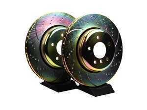 Rear Cross Drilled & Slotted Brake Rotors - Pair