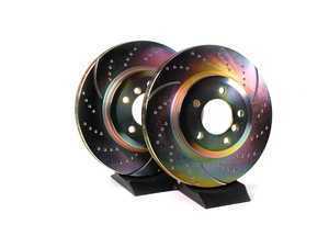Front Cross Drilled & Slotted Brake Rotors - Pair (325x25)