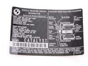 Genuine BMW Label "Exhaust Emission" - 71227518241 - E39