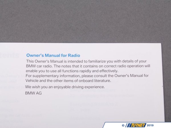 Genuine BMW Operating Instructions, Radio "En Us" - Sa663, Sa645Sa Sa - E82, E84, E88, E90, E91, E92, E93, Z4 01410014421