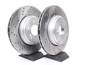 Genuine BMW Rear Cross Drilled Brake Rotor Pair - 350x24 - E9X M3, E82 1 M Coupe