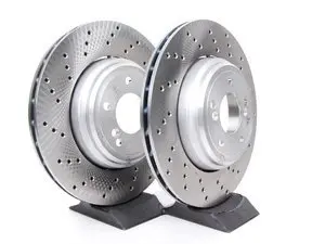 Genuine BMW Rear Cross Drilled Brake Rotor Pair - 350x24 - E9X M3, E82 1 M Coupe