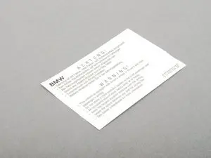Genuine BMW Instruction Notice, Airbag - 71212122334