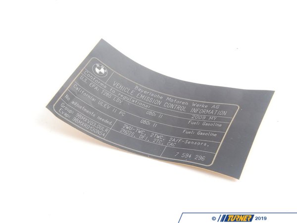 Genuine BMW Genuine BMW Label "exhaust Emission" - 71227594296 71227594296