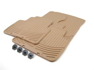 Front And Rear All Weather Rubber Floor Mat Set - Beige
