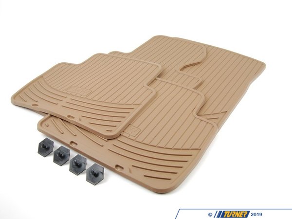 Genuine BMW Front And Rear All Weather Rubber Floor Mat Set - Beige 82550136375KT