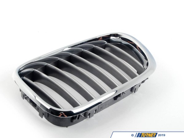 Genuine BMW Kidney Grill - Chrome Trim w Titanium Slats - Left - E53 X5 2000-2003 51138250051