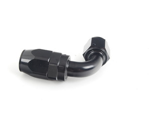 90° -10 AN Tube Fitting - Reusable Swivel To AN Female - Black Anodized
