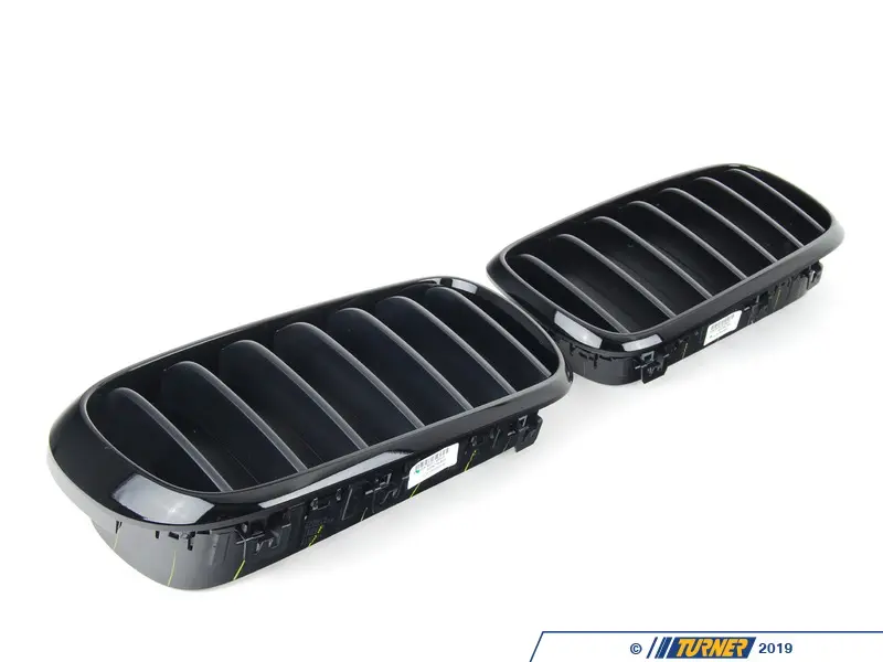 Gloss Black Performance Grille Set For BMW X1 F48 (2014+) – Horizontal Slats – Direct Clip-In Replacement (2 Pieces)