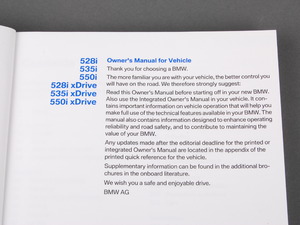Genuine BMW Owner's Manual F10 - 01402607879 - F10