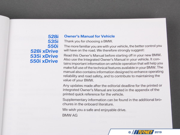 Genuine BMW Genuine BMW Owner's Manual F10 - 01402607879 - F10 01402607879