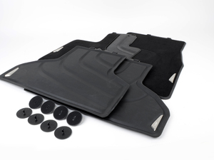 Carpeted Floor Mat Set With Rubber Rears - Black