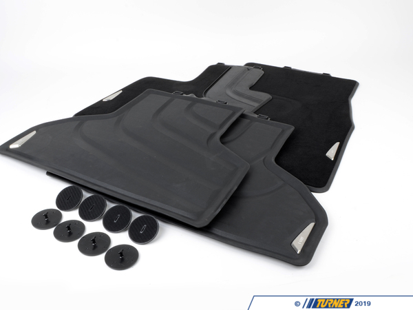 Genuine BMW Carpeted Floor Mat Set With Rubber Rears - Black 51472347731KT