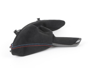 Genuine BMW Carbon Fiber Parking Brake Handle - Alcantara w/ tri-color Stitching - F80 M3, F82 M4