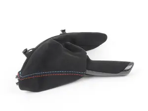 Genuine BMW Carbon Fiber Parking Brake Handle - Alcantara w/ tri-color Stitching - F80 M3, F82 M4