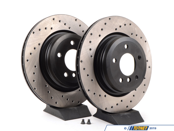 StopTech Cross-Drilled Brake Rotors - Rear - E90 330i/Xi, E9X 335i/Xi (pair) - (NO LONGER AVAILABLE) 34216764655CD