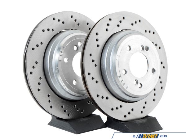 Genuine BMW Cross-Drilled & Floating Brake Rotors - Rear - E46 M3 US/Euro/CSL/ZCP 34212282303K