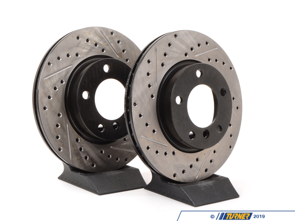 StopTech Cross-Drilled & Slotted Brake Rotors - Front - E36 (except M3), E46 323i/Ci, Z3 (except M) (pair) - (NO LONGER AVAILABLE) 34111162282CDS