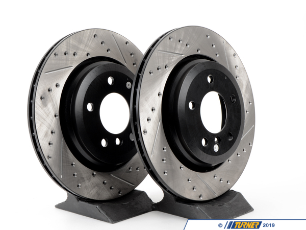 StopTech Cross-Drilled & Slotted Brake Rotors - Rear - E46 330i 330Ci 330xi (pair) - (NO LONGER AVAILABLE) 34201166073CDS