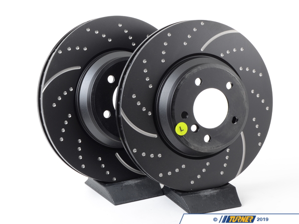 EBC Front Cross Drilled & Slotted Brake Rotors - Pair (348x30) GD1512