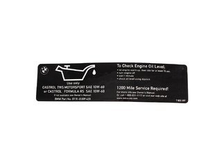 Genuine BMW Label "engine Oil" - 71227833197