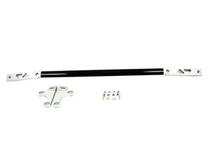 Flat Oval Carbon Fiber Strut Brace With Silver End Plates - E9X 325/328/330