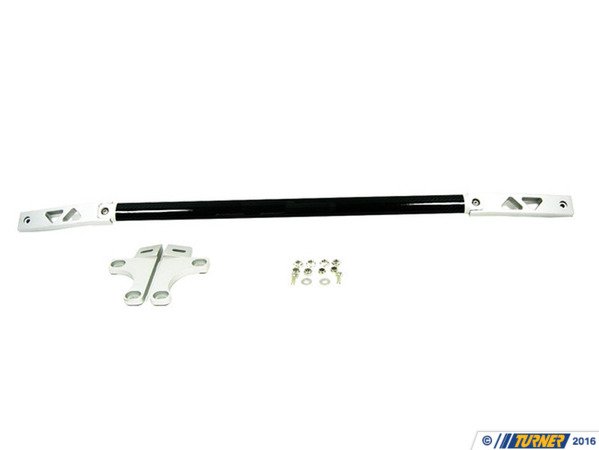ECS Flat Oval Carbon Fiber Strut Brace With Silver End Plates - E9X 325/328/330 E9X5251413T-SKT