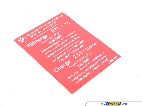 Genuine BMW Genuine BMW Label "Air Condition" 1175G - 64501380983 64501380983