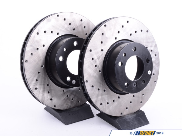 StopTech Cross-Drilled Brake Rotors - Front - E39 540i (up to 3/00), E38 740i/il, E31 (pair) - (NO LONGER AVAILABLE) 34111159895CD