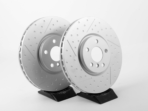Front Dimpled / Slotted JCW Rotors - Pair 13.189" (335x30)