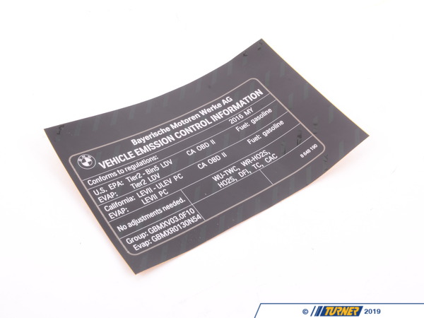 Genuine BMW LABEL EXHAUST EMISS 71228648190
