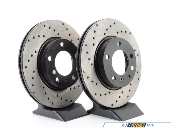 StopTech Cross-Drilled Brake Rotors - Front - E36 (except M3), E46 323i/Ci, Z3 (except M) (pair) - (NO LONGER AVAILABLE) 34111162282CD