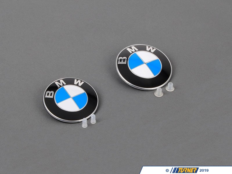 thumbnail image 2 of BMW 74mm Hood Trunk Rear Round Emblem, Blue White Silver Black, 2-Pin Metal ABS 2 of 6