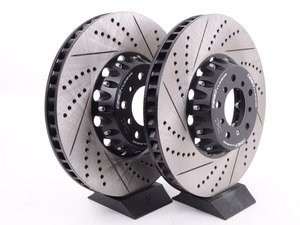 E60 M5, E63 M6 ECS 2-Piece Cross-Drilled/Slotted Front Brake Rotors - Pair (374x36)