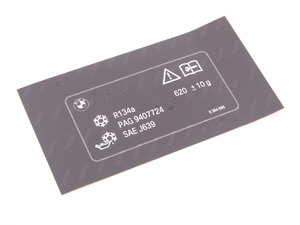 Genuine BMW Label, Coolant 620+/-10G -71239384996