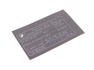 Genuine BMW Label "exhaust Emission" - 71227580936