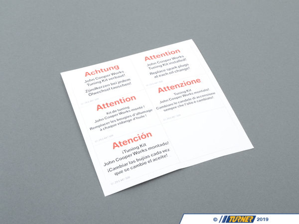Genuine MINI Genuine MINI Stick-on Label - 01290441509 01290441509