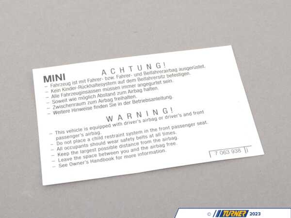 Genuine MINI Instruction Notice - Airbag Sticker 71217063938